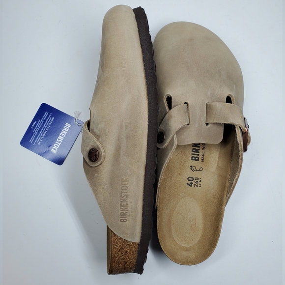 New Birkenstock Boston Tobacco Brown Leather Clogs - Picture 3 of 5